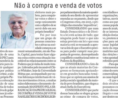Não à compra e venda de votos