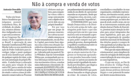 Não à compra e venda de votos