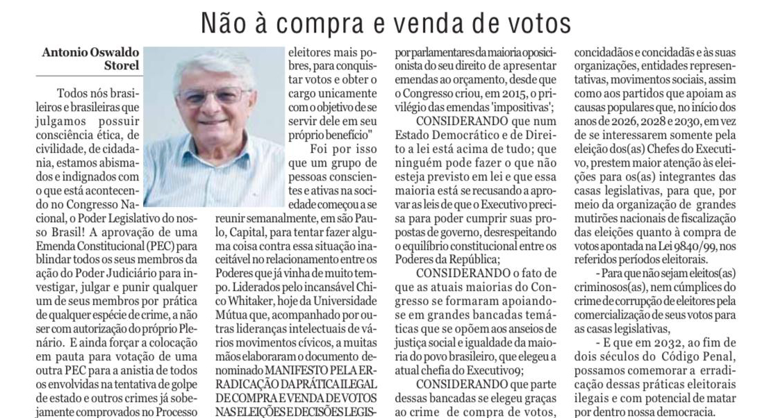 Não à compra e venda de votos Não à compra e venda de votos