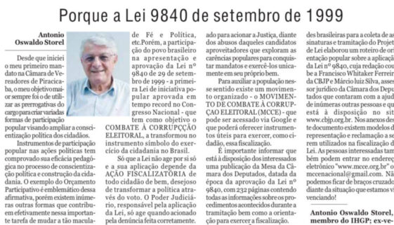 Porque a Lei 9.840 de setembro de 1999